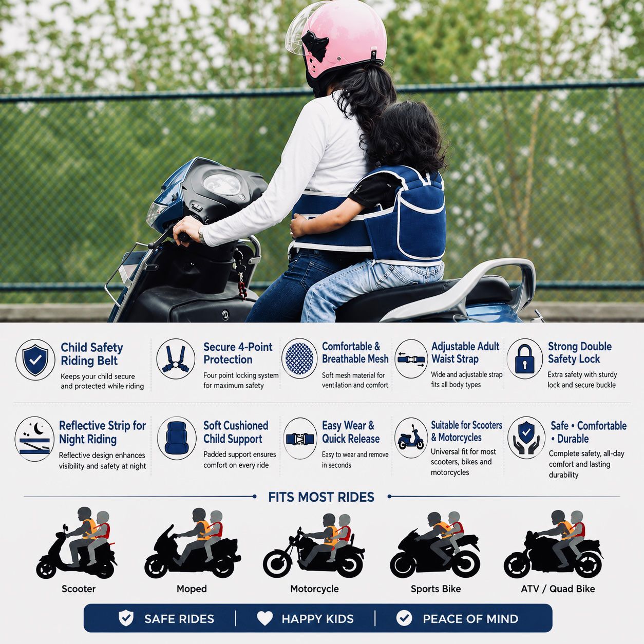 Child Safety Belt for 2-Wheeler Scooters